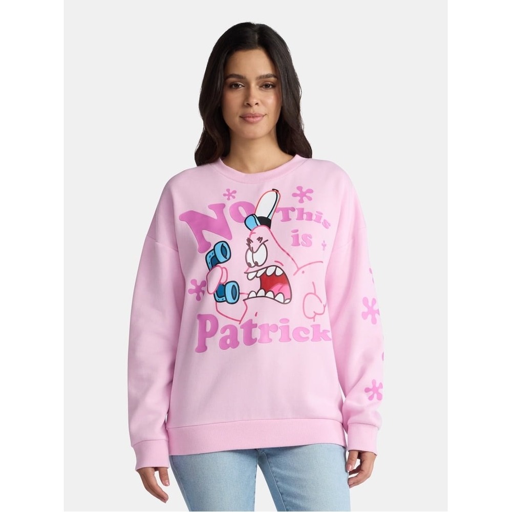 SpongeBob SquarePants No This Is Patrick Pink Graphic Sweatshirt XL Funny